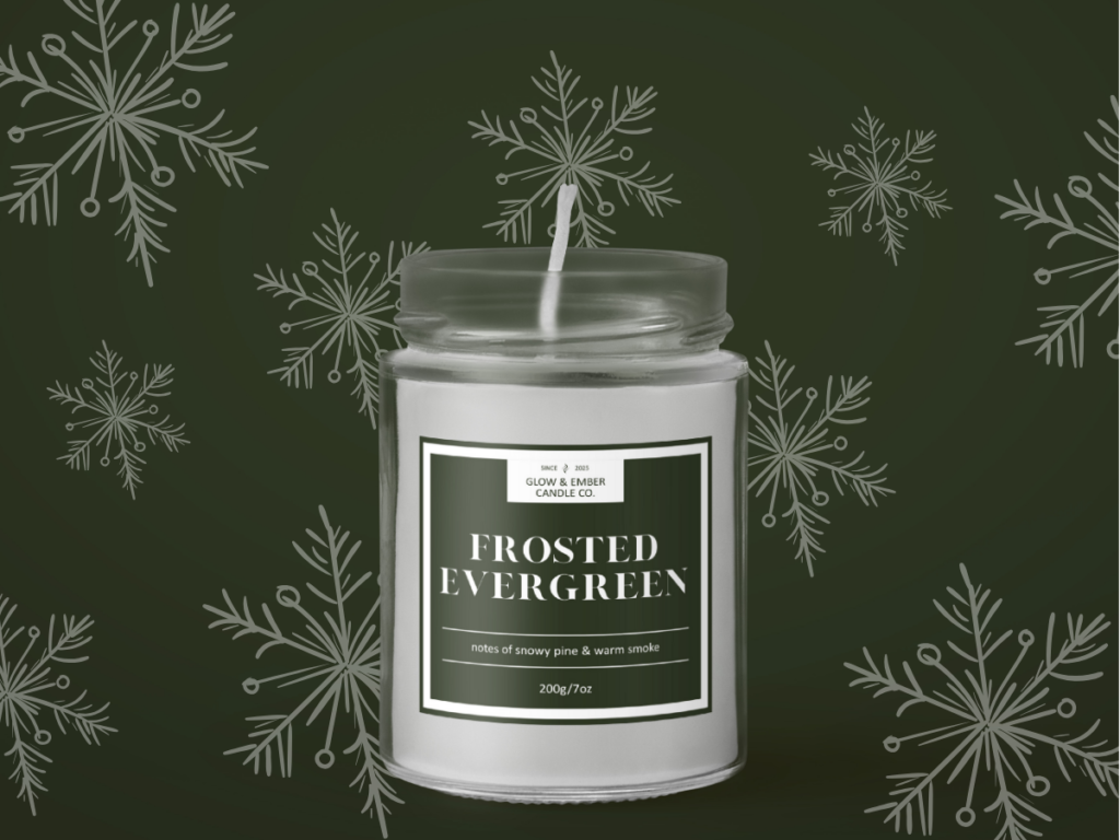 Frosted Evergreen Candle