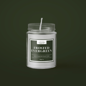 frosted evergreen candle